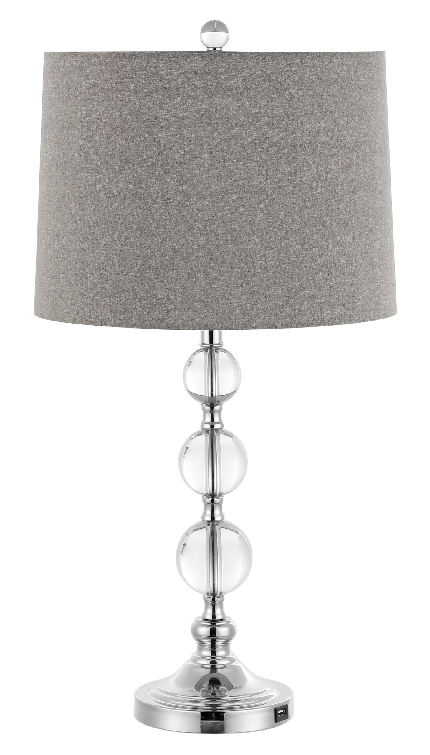SAFAVIEH Keeva Modern Crystal Ball Table Lamp Set of 2 with Grey Shade - 27 Inch LED Bedside Lamp for Bedroom, Living Room, Home Office & Nightstand (Bulbs Included) | Elegant Lighting for Reading, Relaxation & Home Decor