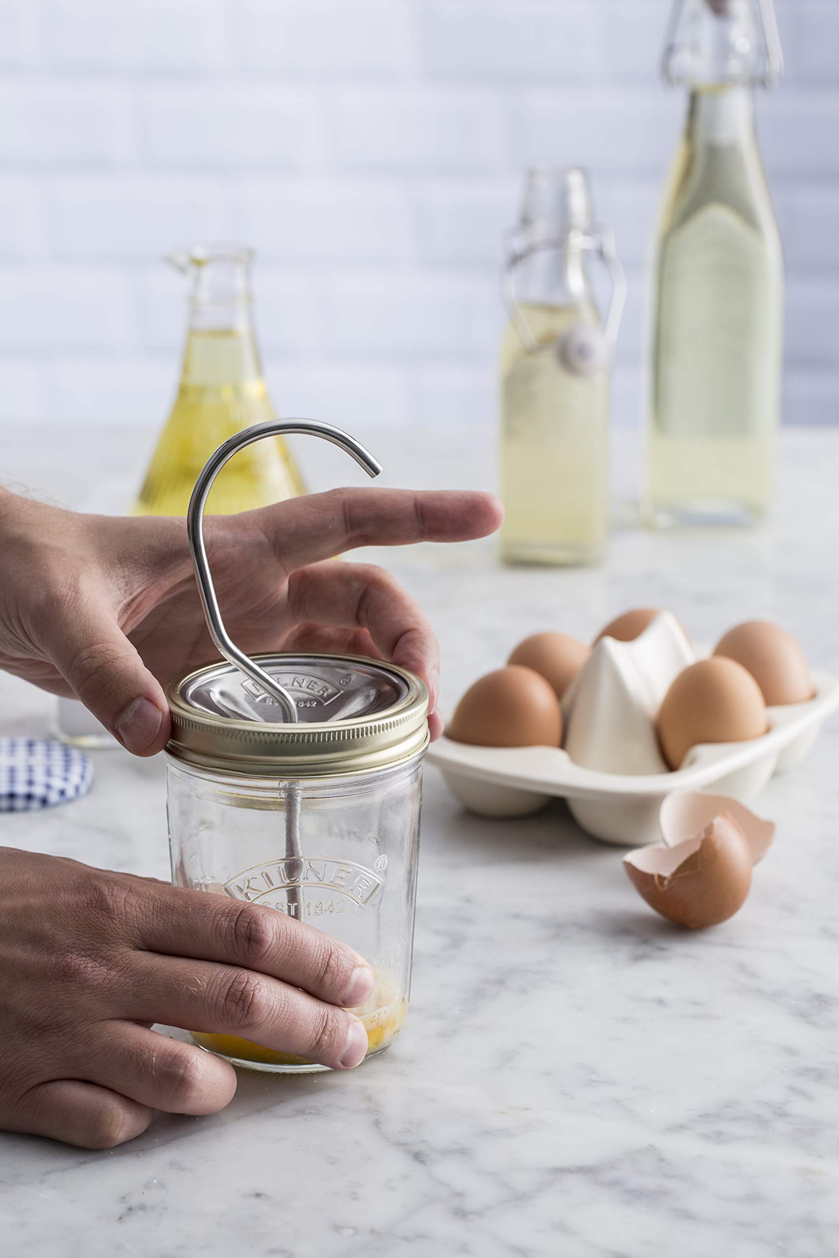 Kilner Glass Mayonnaise Maker & Sauce Jar Set - Perfect for Homemade Dressings, Dips, and Condiments | Ideal for Kitchen, BBQ, and Picnic Use
