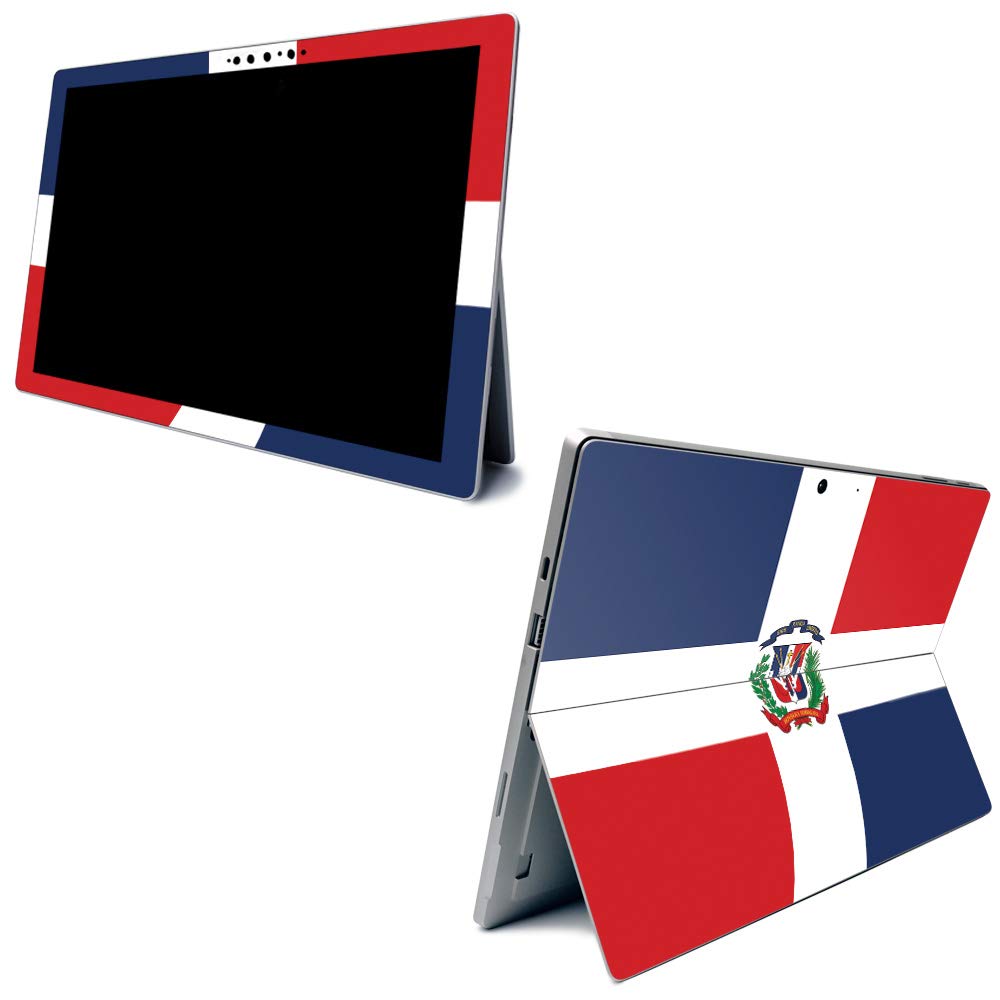 MightySkins Carbon Fiber Skin for Microsoft Surface Pro 7 - Dominican Flag Design | Textured Protective Cover | Easy to Apply & Remove | Made in USA | Perfect for Work, Travel & Personalization