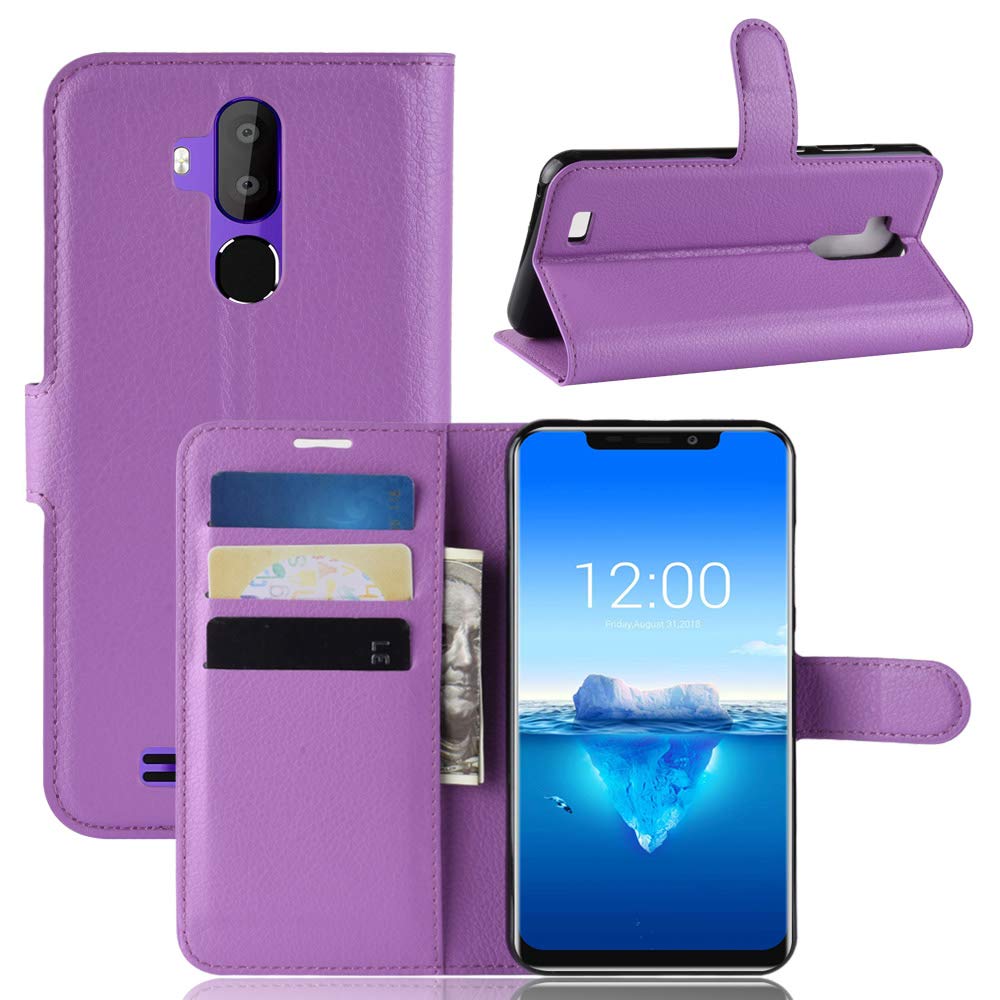 Oukitel C12 Pro Wallet Case with Card Slots & Magnetic Closure - Purple Phone Cover for Daily Protection