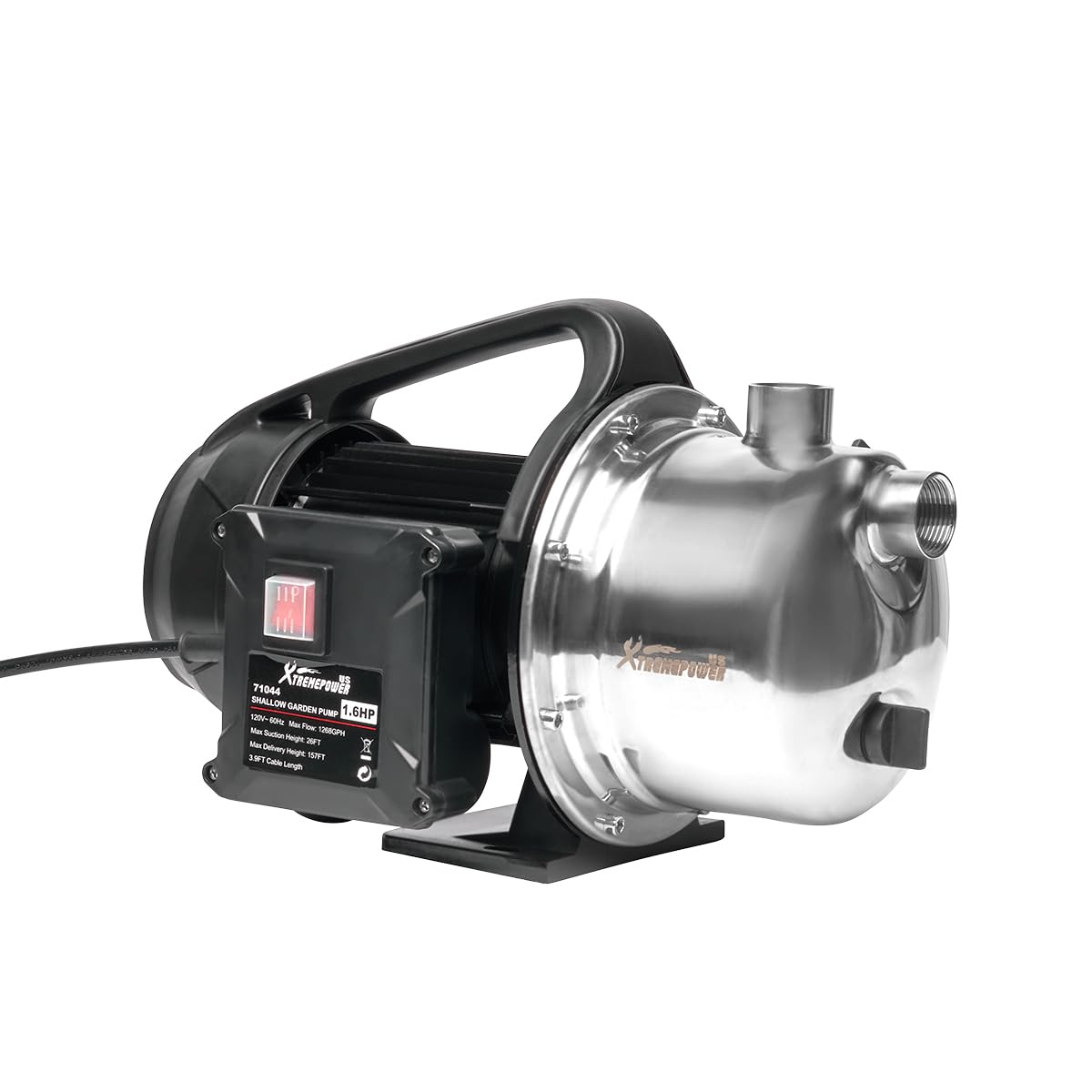 XtremepowerUS 1.6HP Portable Water Transfer Pump - 1268GPH High Flow Shallow Well Pump for Garden, Lawn, Farm Irrigation | Booster Sprinkler System & Water Removal | Ideal for Home, Agriculture & Outdoor Use