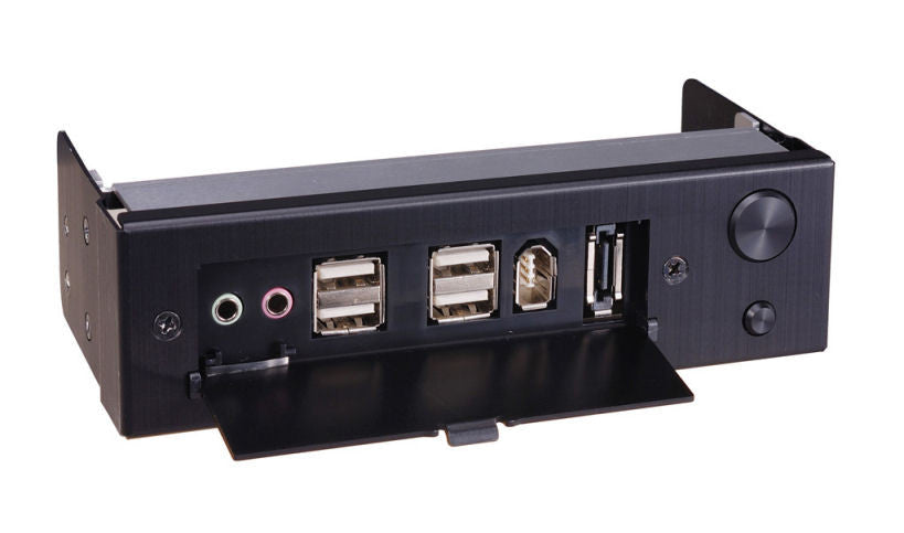 Lian Li BZ-U01 Multi Media Port with Power Switch - Silver/Black for PC Case - Perfect for Gaming Rigs and Workstation Setups