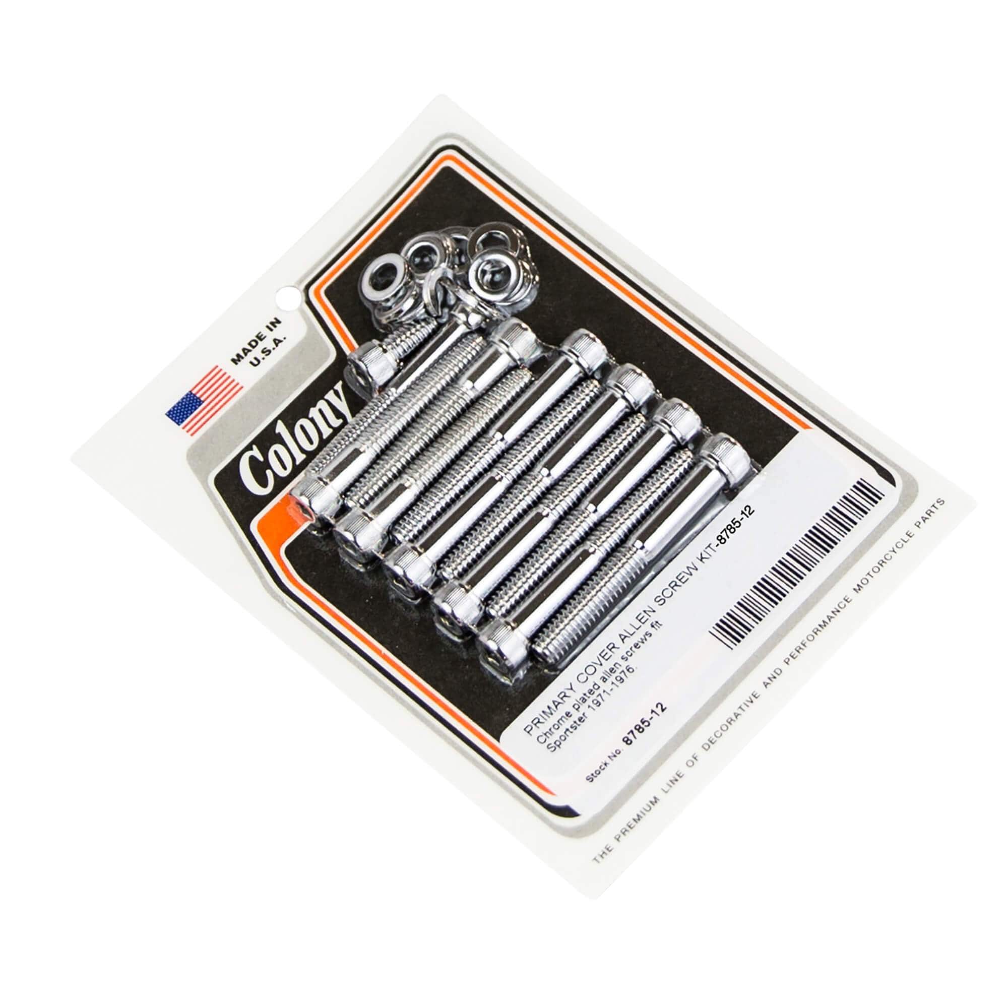 1971-1976 Harley Davidson Sportster 12 Primary Cover Allen Screw Kit - Chrome Plated - Motorcycle Engine Maintenance & Repair Parts