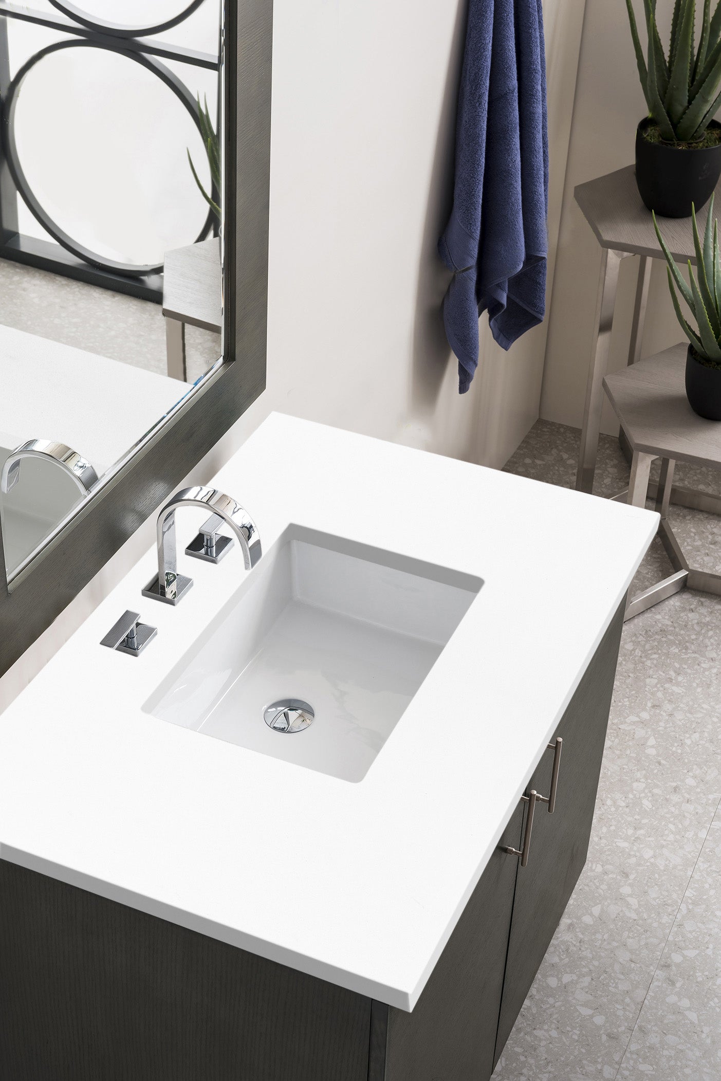 Metropolitan 36 Inch Single Bathroom Vanity with White Zeus Quartz Top in Silver Oak - Perfect for Modern Master Bathrooms and Powder Rooms