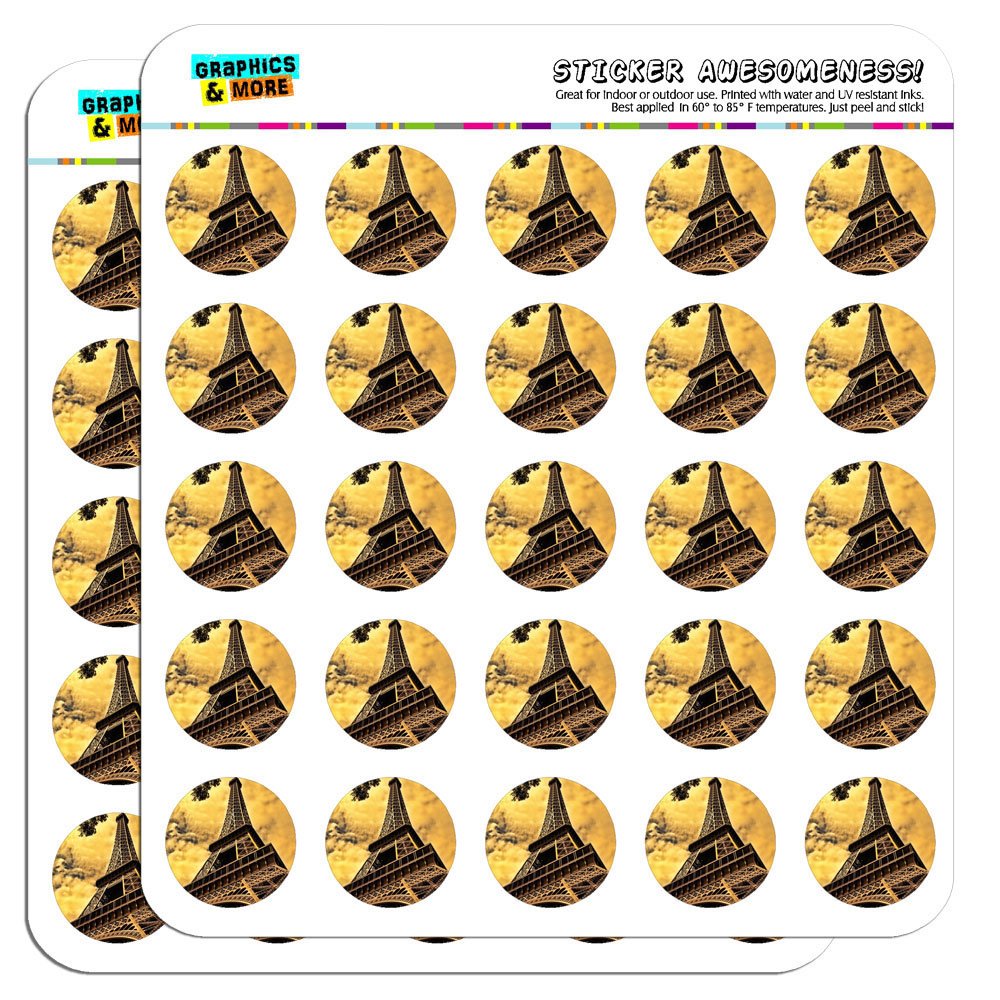 Eiffel Tower Paris Vintage 1 Inch Planner Stickers - Opaque Scrapbooking & Crafting Supplies for Journals, Calendars, DIY Projects - Perfect for Travel Themed Planners and Memory Books