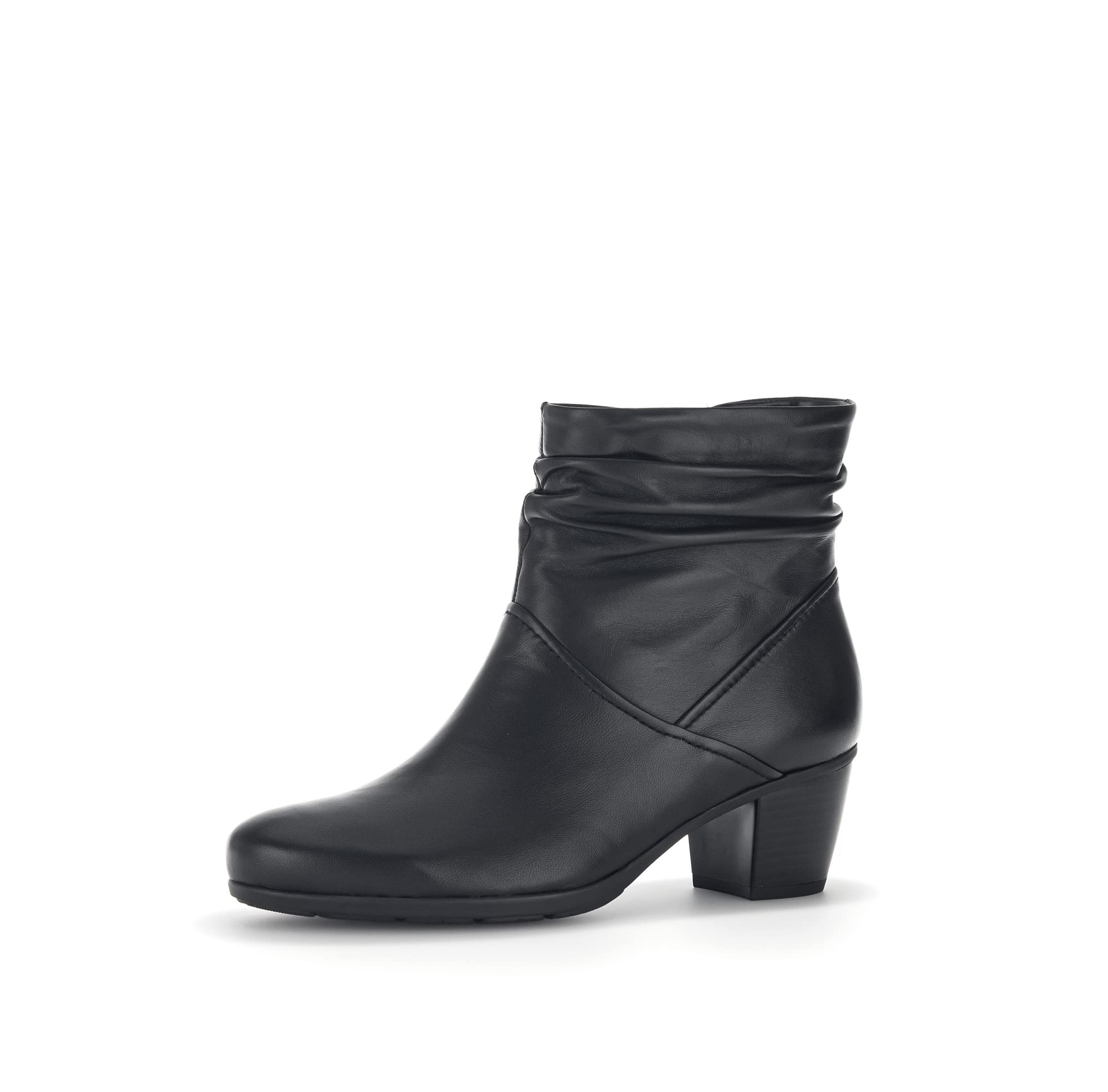 Gabor Women's Ankle Boots - Black Leather Low Booties with Zipper & Removable Insole | EU 41 / UK 7.5 | Comfortable Casual & Office Shoes for Women | Perfect for Work, Dating & Everyday Wear