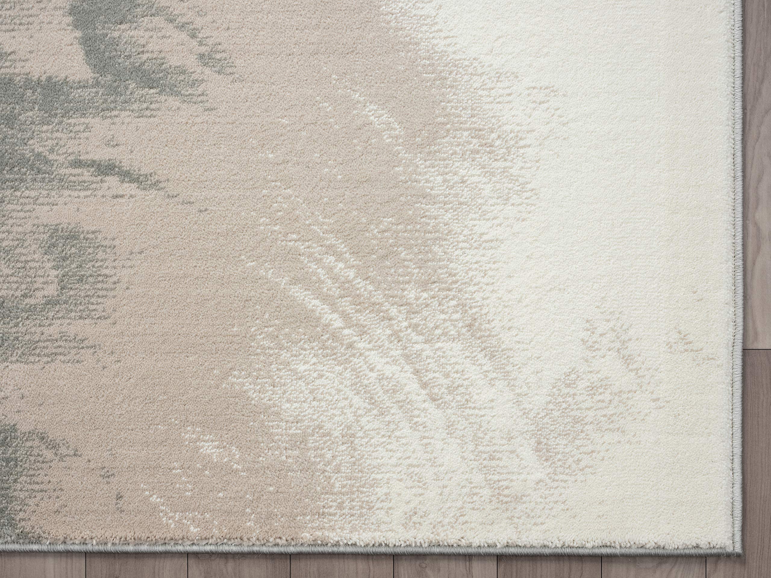 Abani Modern 6' x 9' Neutral Beige & Cream Swirl Area Rug - Contemporary Geometric 3D Design for Bedroom, Living Room & Office - Soft & Durable Home Decor