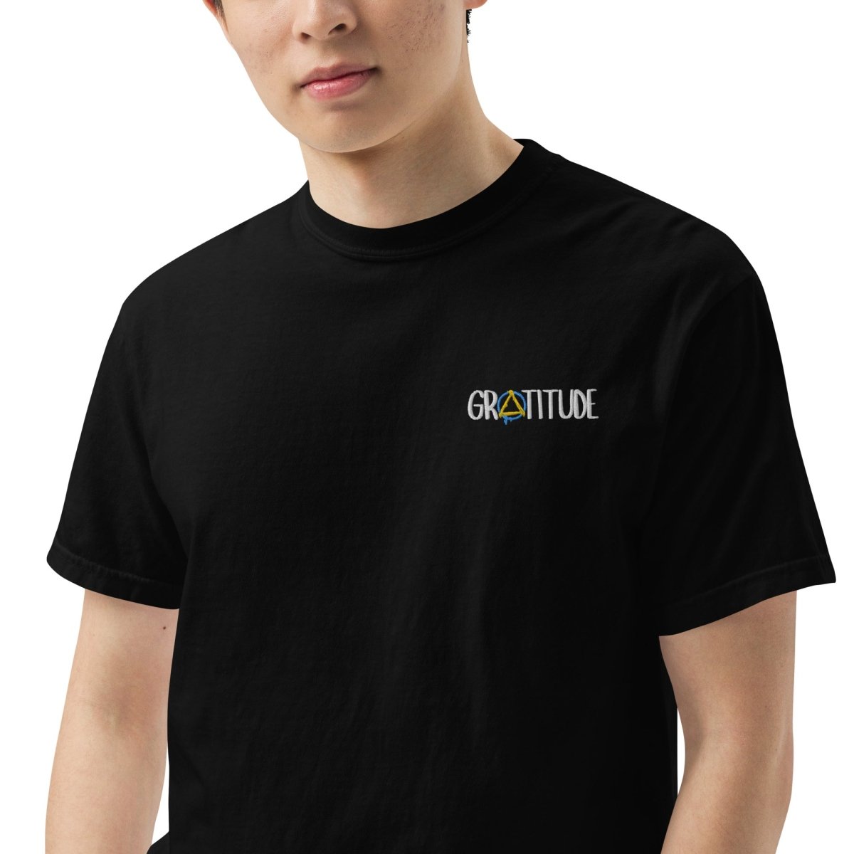 Gratitude Embroidered Heavyweight Unisex T-Shirt - Premium Cotton Crewneck Tee for Men & Women - Perfect for Casual Wear, Gifts, and Everyday Comfort