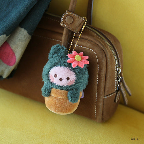 BT21 Mini Cactus Plush Keychain - Cute Cooky Character Keyring for Bags, Backpacks & Gifts | Kawaii Plush Toy Accessory for Kpop BTS Fans & Collectors