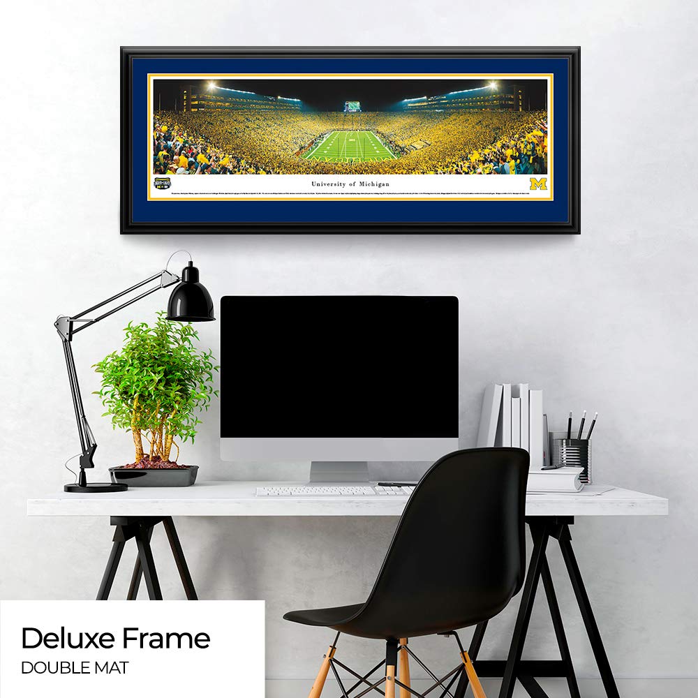 Michigan Football Under The Lights Panoramic Poster & Framed Picture - Blakeway Panoramas Wall Art for Game Room, Sports Bar & College Dorm Decor