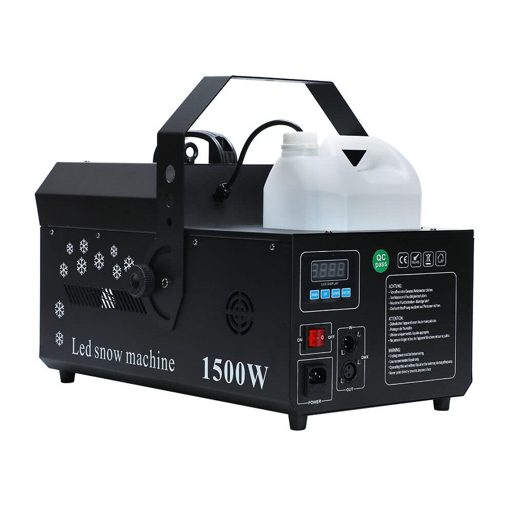 1500W High-Power LED Snow Machine with Remote Control - Indoor/Outdoor Artificial Snow Maker for Christmas Parties, Weddings, Stage Performances & Winter Events
