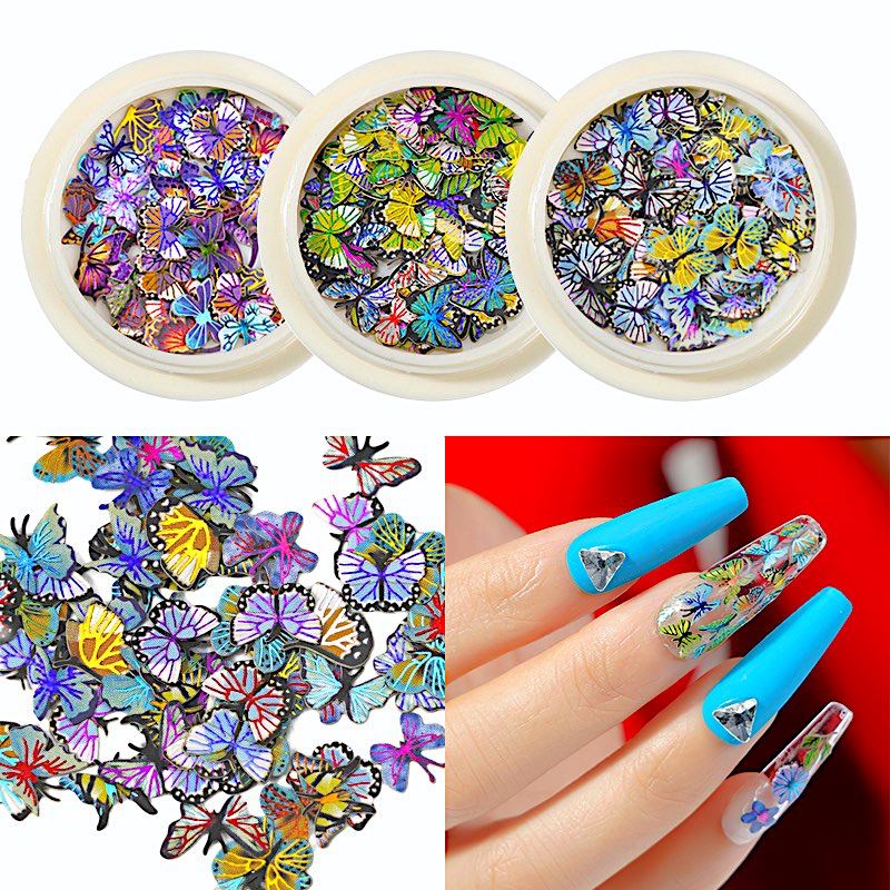 Flowers and Butterfly Ultra Thin Nail Art Stickers - Waterproof DIY Nail Decals for Women, Perfect for Parties, Weddings, and Special Occasions
