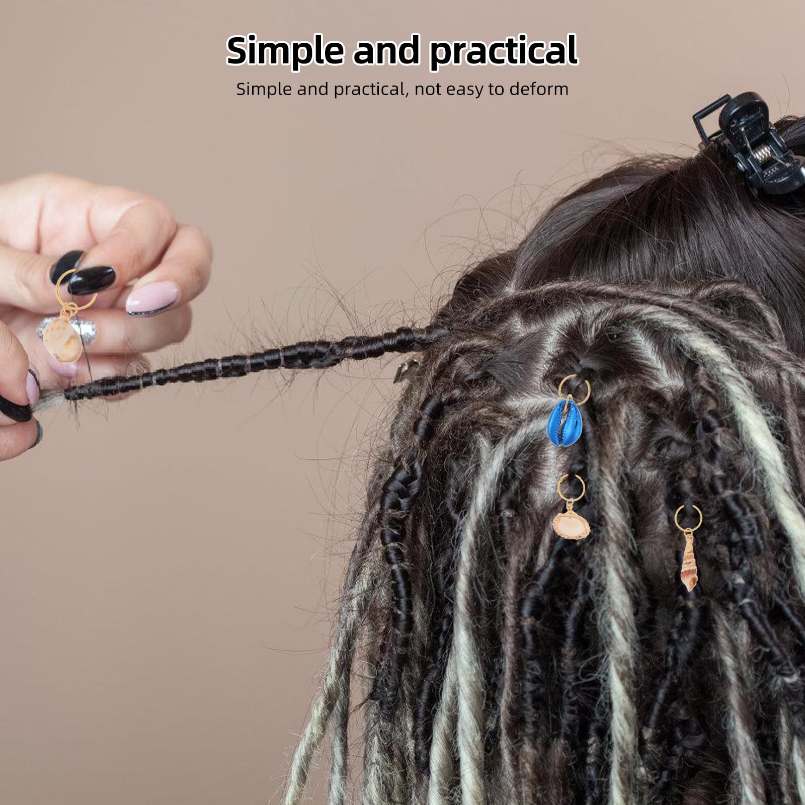 EXCEART 13pcs Dreadlock Accessories Set - Shell Headpiece, Hair Braid Rings, Ocean Conch Pendants & Enamel Charms for DIY Jewelry Making | Perfect for Boho Hairstyles, Festival Hair Decor & Beach Wedding Accessories
