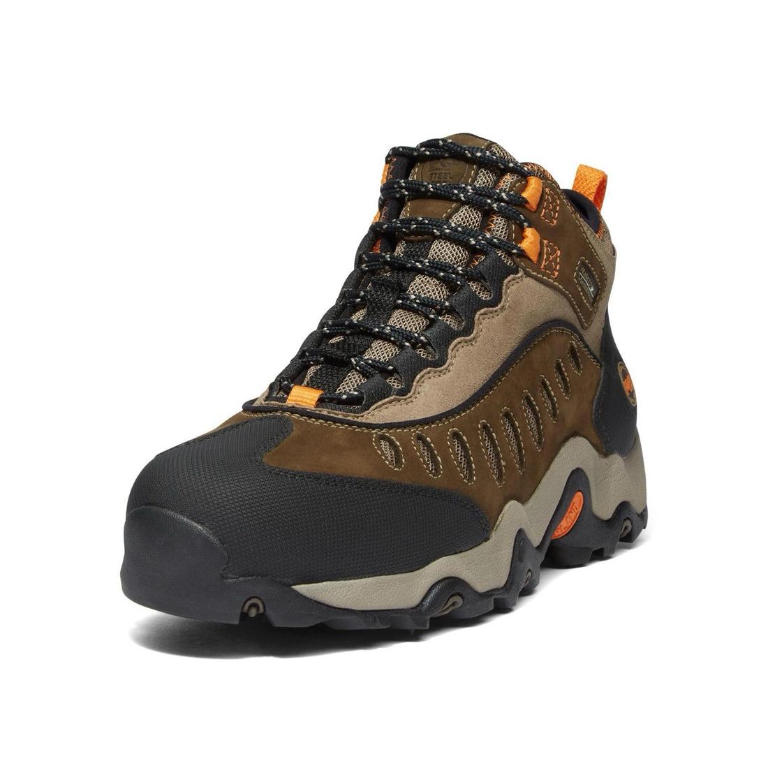 Mudslinger Steel Toe Waterproof Work Boots for Men - Brown Safety Shoes for Construction, Hiking & Outdoor Work | Slip Resistant & Comfortable