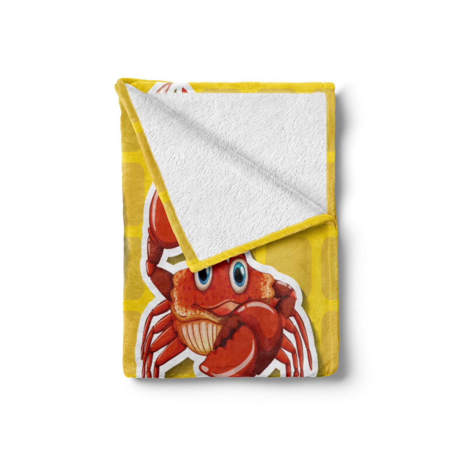 Ambesonne Cartoon Crab Print Flannel Fleece Throw Blanket - 60
