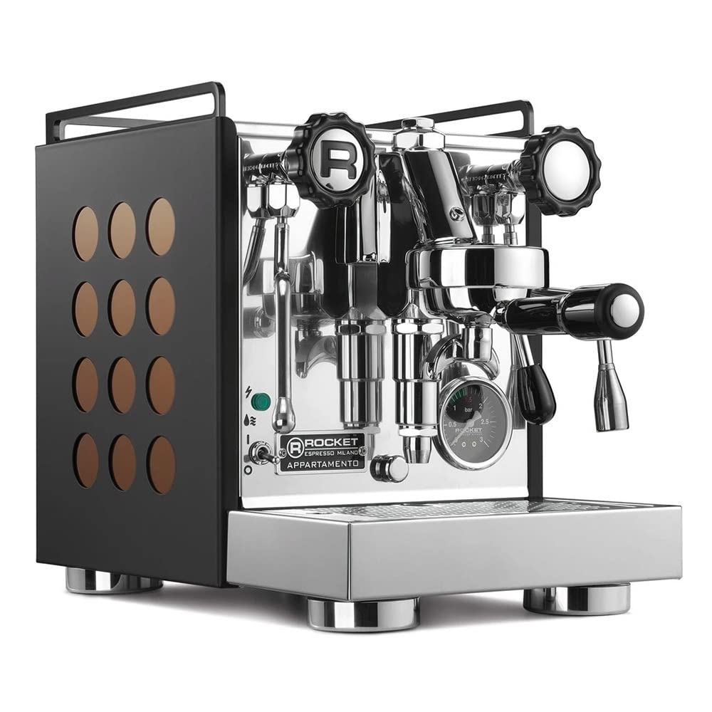 Rocket Espresso Appartamento Nera E61 Heat Exchanger Espresso Machine - Black/Copper | Professional Home Coffee Bar | Perfect for Espresso Lovers & Small Cafes