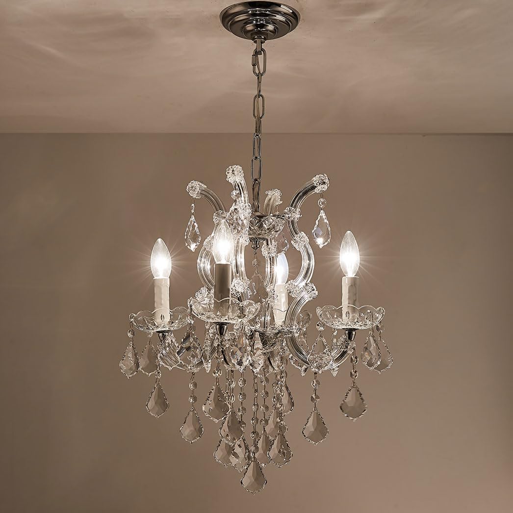 Elegant Modern Crystal Chandelier Lighting - Small Crystal Pendant Light Fixture for Dining Room, Bedroom, Hallway, Kitchen Island, Bathroom & Closet | Perfect for Girls Room Decor, Home Renovation & Interior Design Upgrade