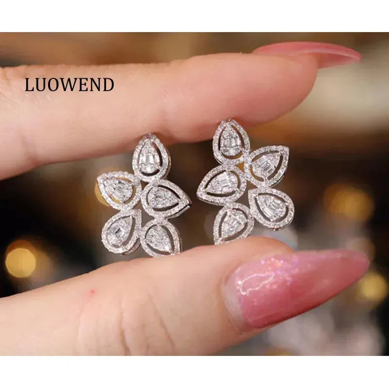 18K White Gold Diamond Stud Earrings for Women - 0.90 Carat Real Natural Diamonds, Fashion Party Jewelry - Perfect for Weddings, Anniversaries & Special Occasions