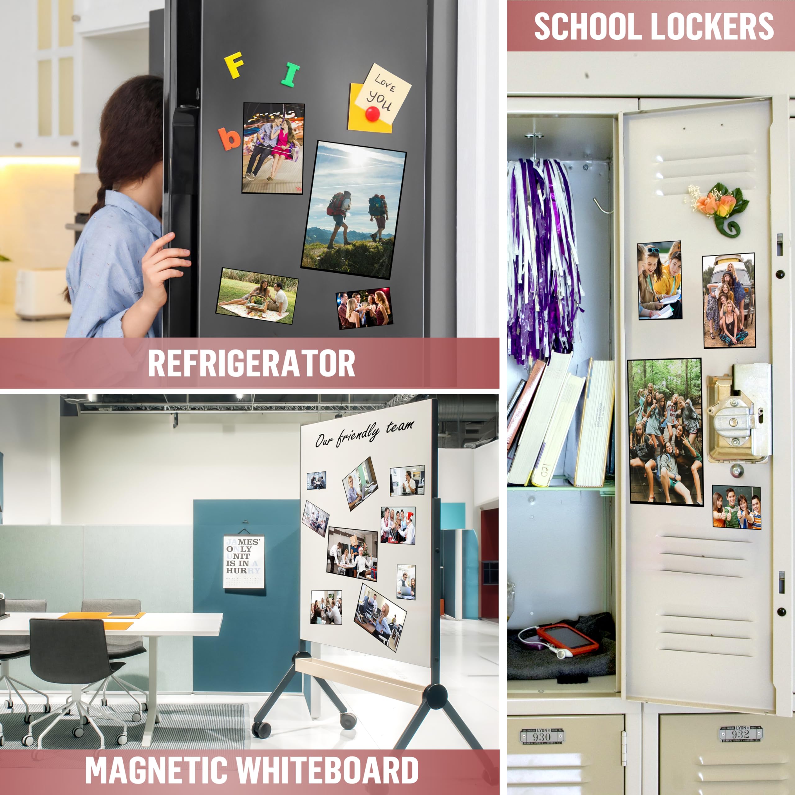 JUZARI 10 Pack 5x7 Magnetic Photo Frames for Refrigerator - Strong Hold Fridge Picture Frames - Waterproof Magnetic Photo Sleeves - Durable Magnetic Photo Pockets - Versatile Magnetic Picture Holders - Perfect for Lockers, Offices & Home Decor