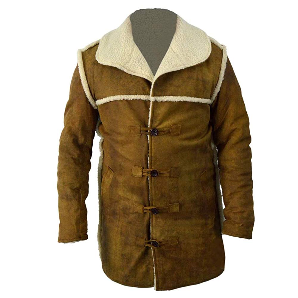 Authentic Hell On Wheels Cullen Bohannon Genuine Leather Sherpa Coat - Western Style Winter Jacket for Men, Perfect for Outdoor Adventures & Cold Weather Fashion