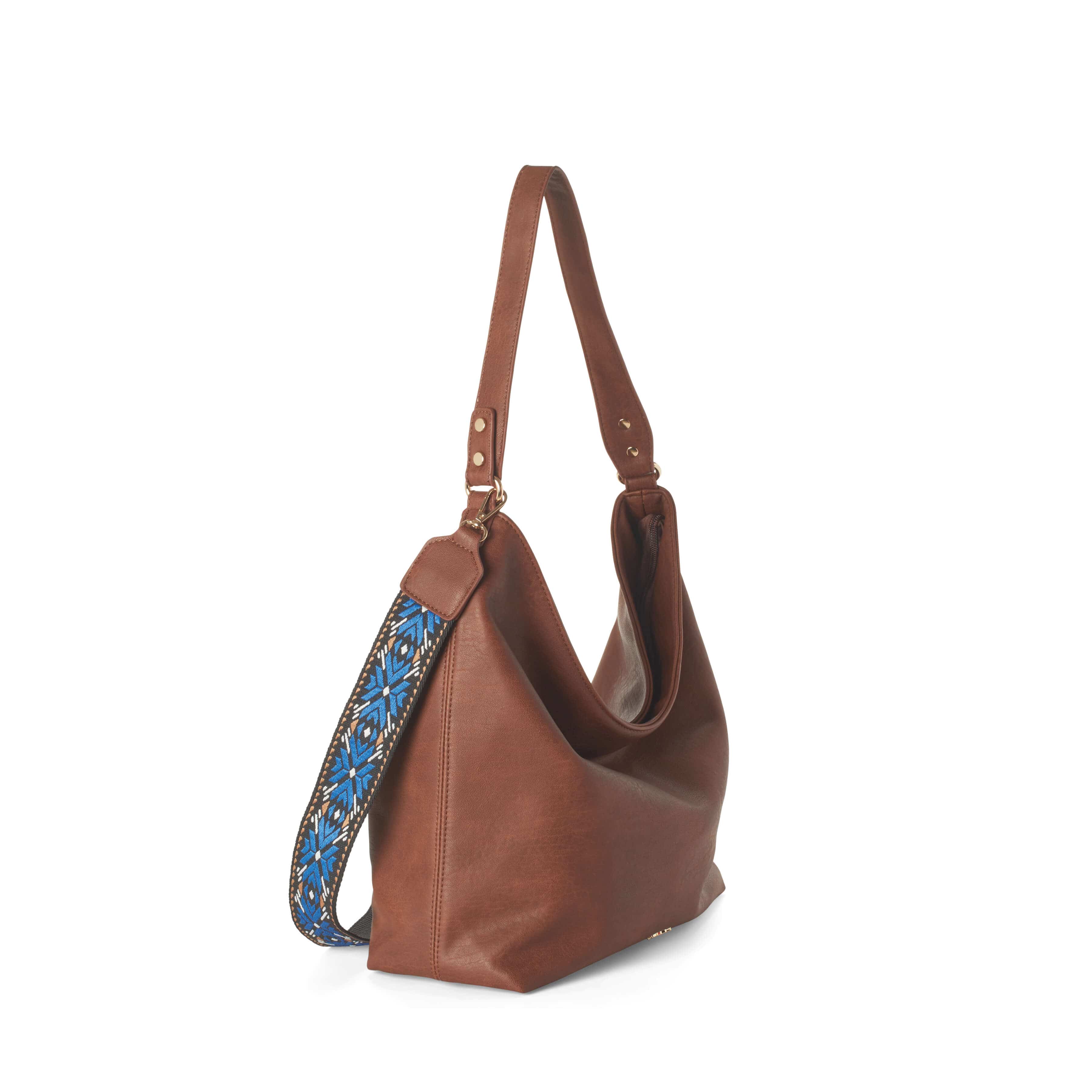 Ellie Adjustable Crossbody Vegan Leather Guitar Strap - Chestnut Brown for Acoustic & Electric Guitars | Perfect for Musicians & Performers