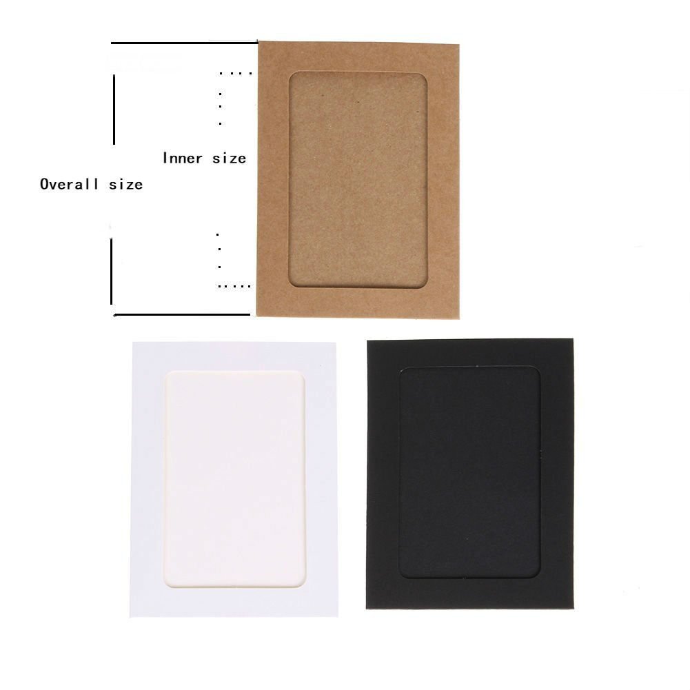30 Pack DIY Kraft Paper Photo Frames with Wooden Clips & Hanging String - White, Black, Brown (3