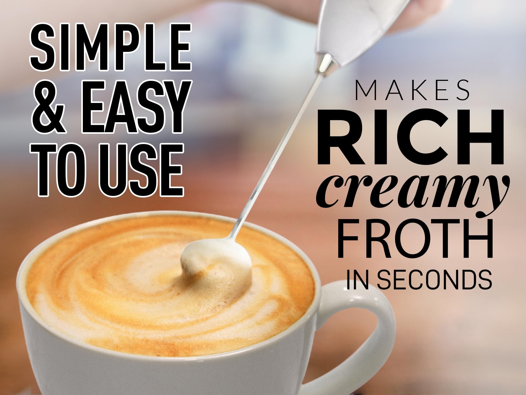 Zulay Premium Electric Milk Frother for Coffee, Latte, Cappuccino & Matcha - Powerful Handheld Frother with High-Speed Motor, Mini Mixer & Whisk for Perfect Foam - Ideal for Home, Office & Coffee Shops (Marble Design)
