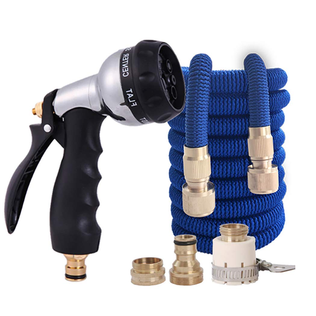 **DPPAN Expandable Garden Hose - 50FT Flexible Water Hose with 8 Spray Nozzle, 1/2inch & 3/4inch Solid Fittings for Lawn, Car Washing, Gardening & Outdoor Use**