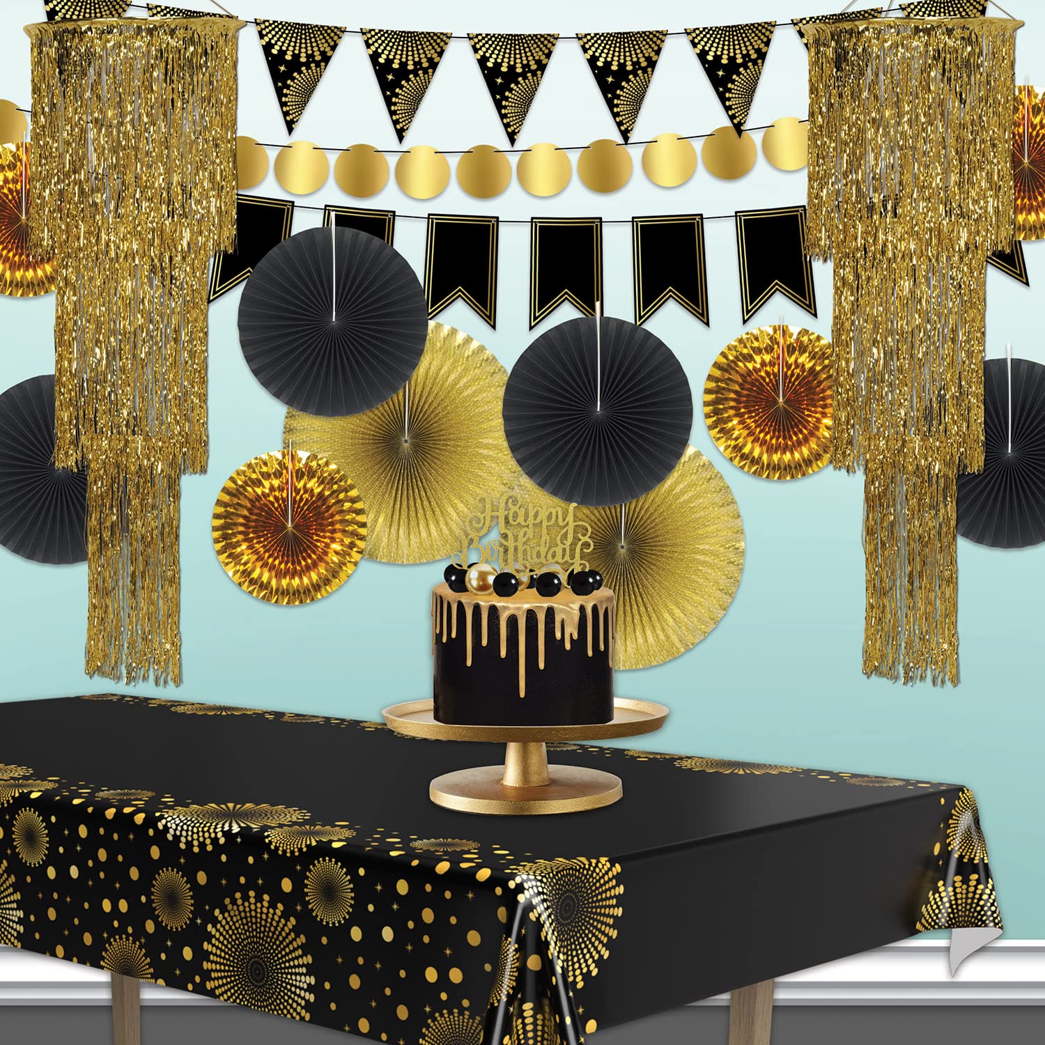 Beistle Gold 3-Tier Shimmering Chandelier - Pack of 2 Elegant Party Decorations for Weddings, Birthdays & Special Events