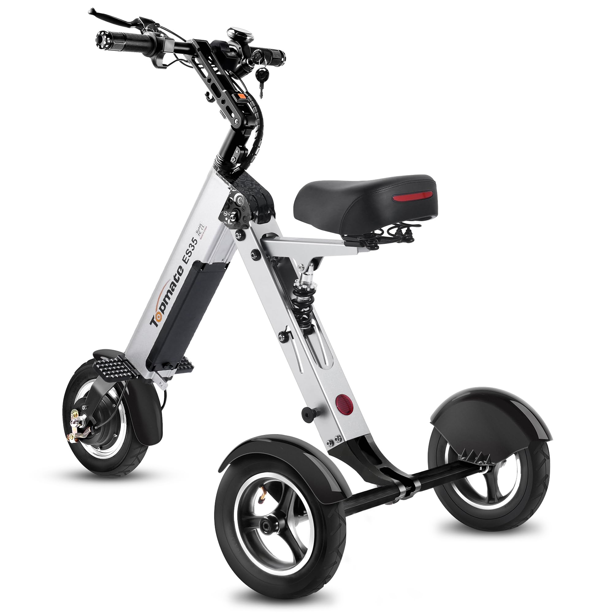 TopMate ES35 3-Wheel Foldable Electric Mobility Scooter for Adults - Lightweight & Portable with Removable 36V 7.8AH Battery, Reverse Function & Key Switch - Perfect for Commuting, Travel & Outdoor Activities