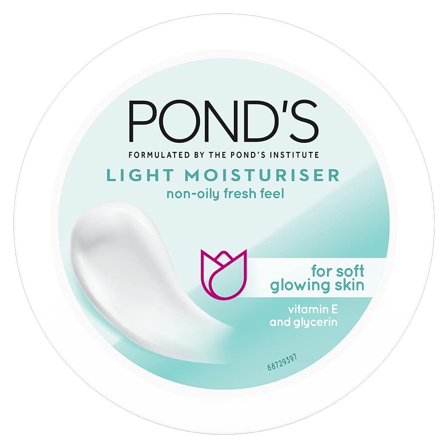 POND'S Light Face Moisturizer 200ml | Daily Lightweight Non-Oily Cream with Vitamin E, C & Niacinamide | SPF 15 for Soft Glowing Skin | Pond's Natural Glow Face Powder 30g (Pink Glow) | Perfect for Daytime Hydration & Natural Makeup Finish