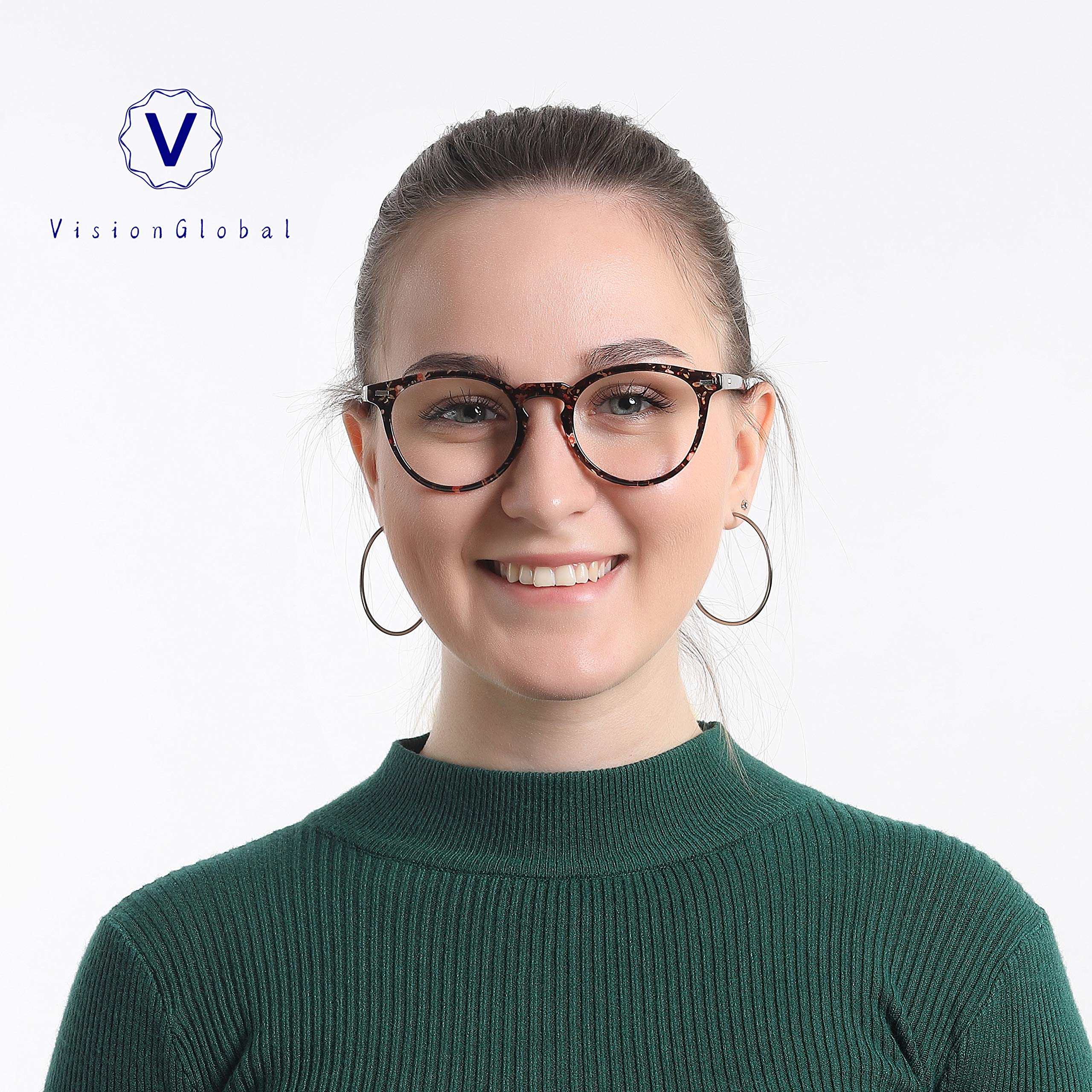VisionGlobal Blue Light Blocking Glasses for Women & Men - Anti Eyestrain Computer Glasses with Stylish Oval Frame - Reduce Digital Eye Strain for Work, Gaming & Screen Time