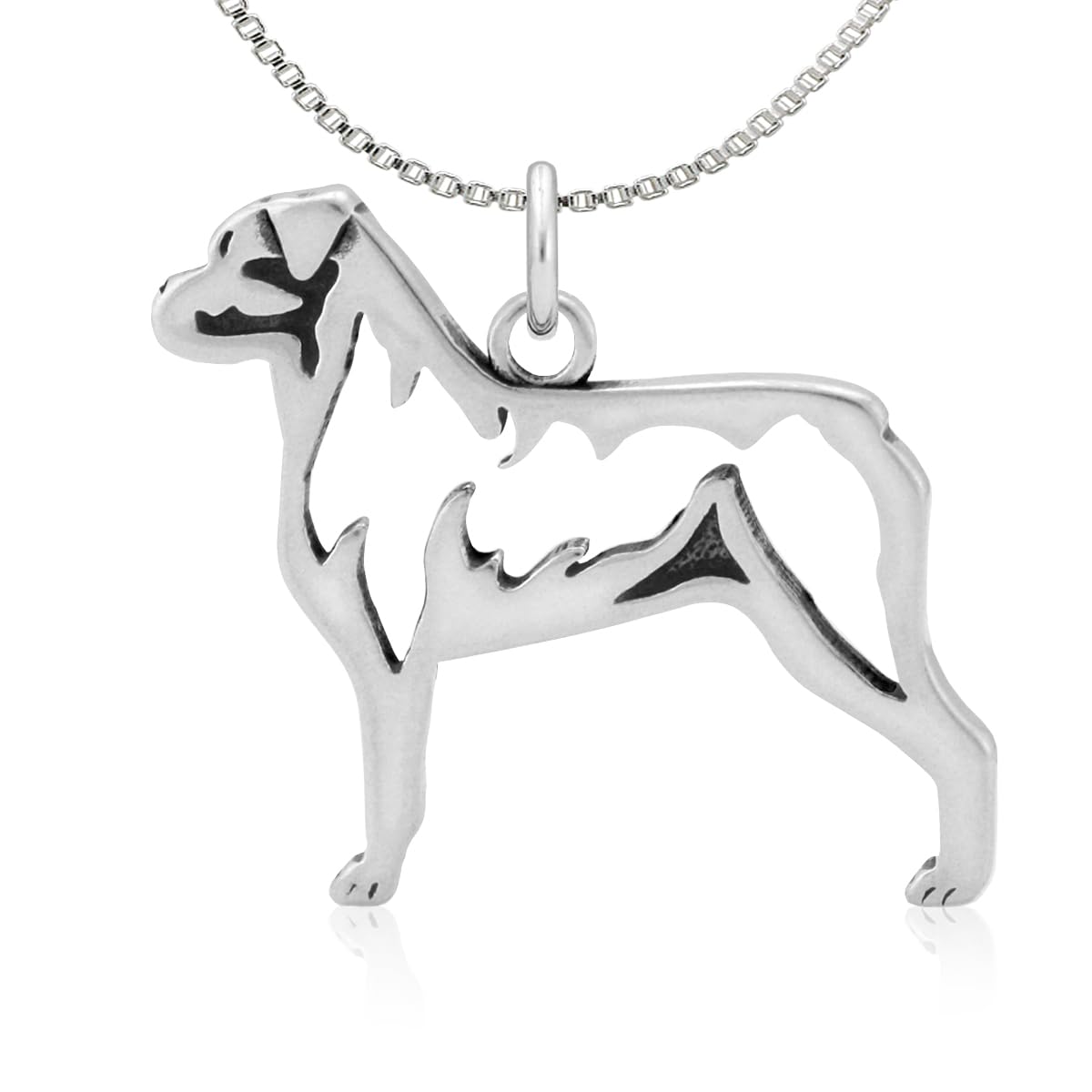 Rottweiler Necklace Pendant - Sterling Silver Dog Lover Jewelry Gift for Rottweiler Owners - Perfect for Birthdays, Anniversaries & Pet Memorials
