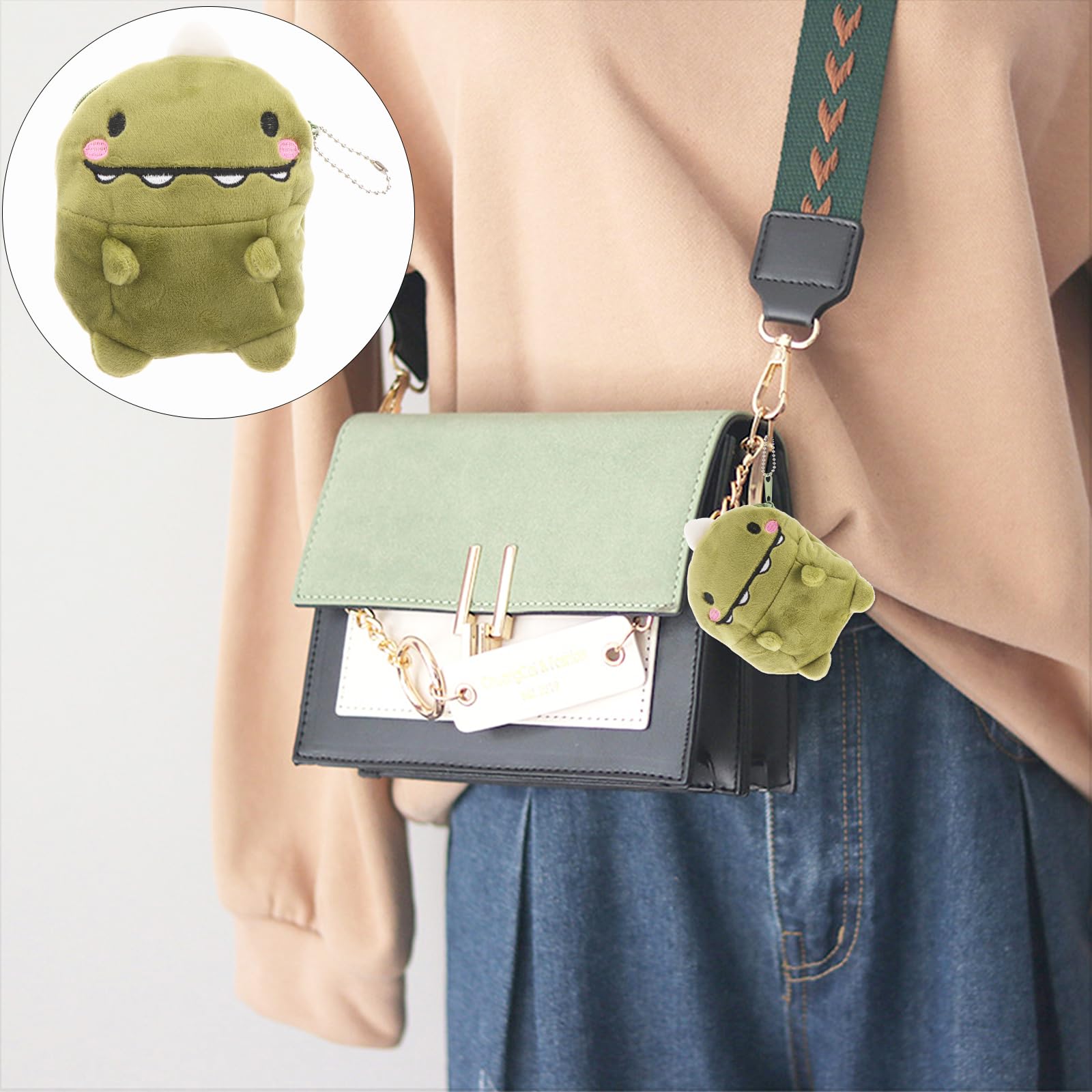 Cute Green Dinosaur Coin Purse - Plush Dinosaur Pouch & Mini Wallet for Women & Girls | Perfect for Collecting Coins, Keys & Small Essentials (Dinosaur-Themed Gift Idea)