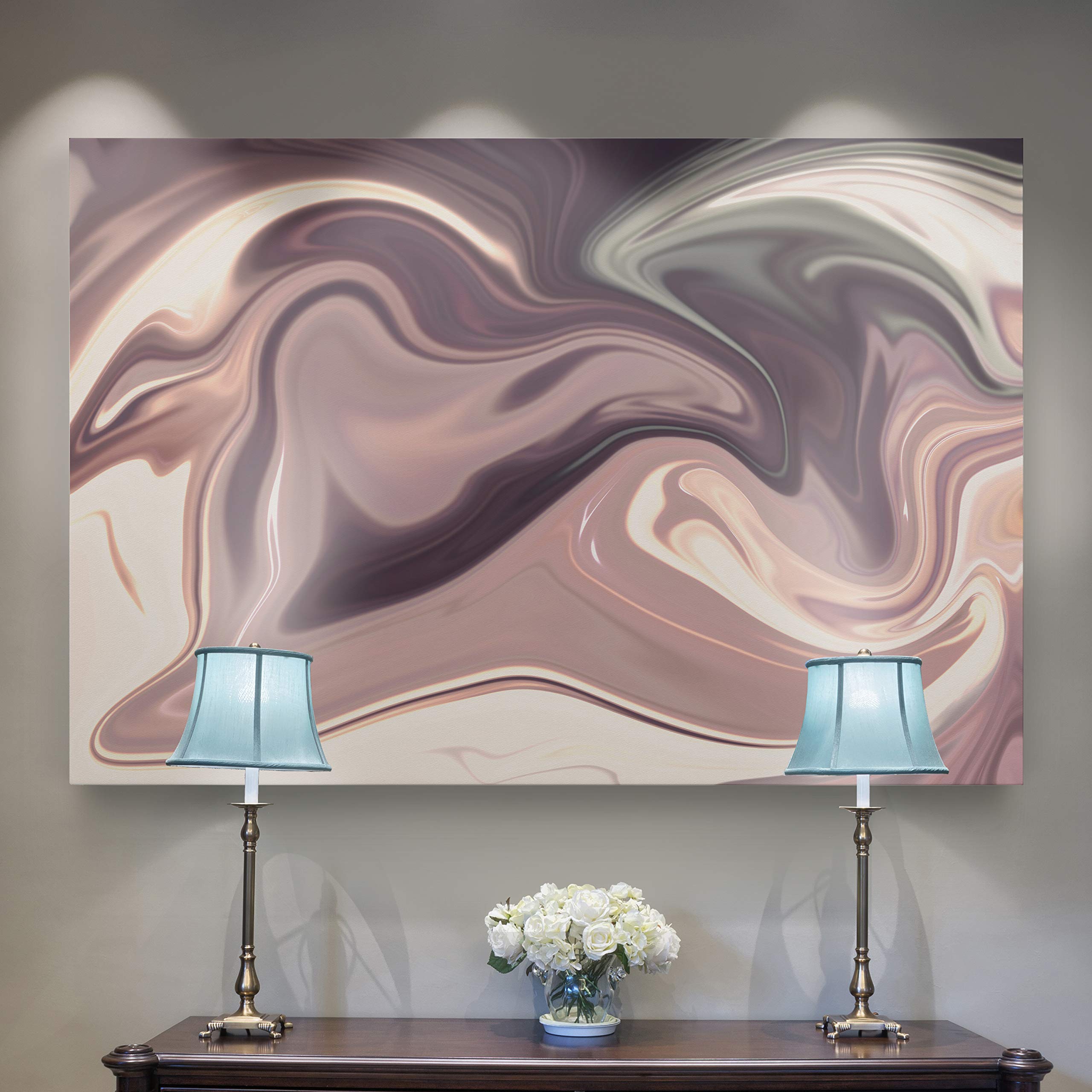 Mint Chocolate Marble Pattern Gallery Wrapped Canvas Wall Art - Modern Abstract Painting for Living Room, Bedroom & Office Decor