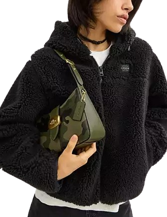 Coach Eliza Camo Print Zipper Shoulder Bag for Women - Stylish Crossbody Purse for Work, Travel & Everyday Use