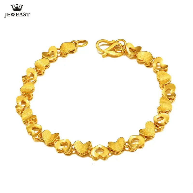 24K Pure Gold Bracelet - 999 Solid Gold Bangle for Women, Elegant Heart Design, Classic & Trendy Jewelry Gift for Anniversary, Birthday, Party | Wedding, Valentine's Day, Christmas Present