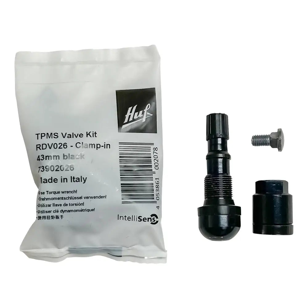 HUF RDV026 Black TPMS Clamp In Valve Kit 43mm - Compatible with Most Vehicles, Durable Tire Pressure Monitoring System Accessory for Car, Truck & SUV - Perfect for Off-Roading, Daily Commuting & Long Road Trips