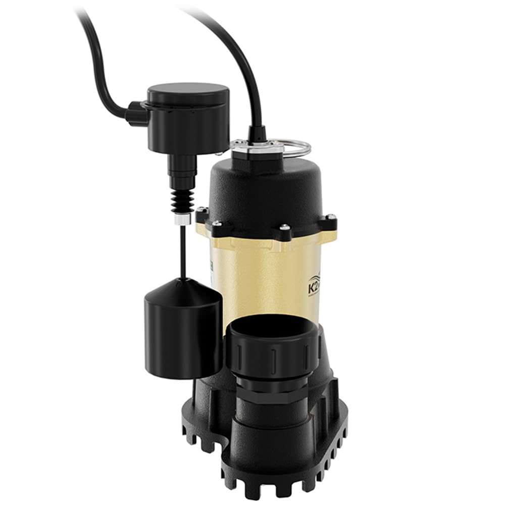 K2 Pumps SPI03303VPK 1/3 HP Cast Iron Submersible Sump Pump with Quick Connect Fitting & Vertical Switch - Ideal for Basement Flood Prevention and Water Removal