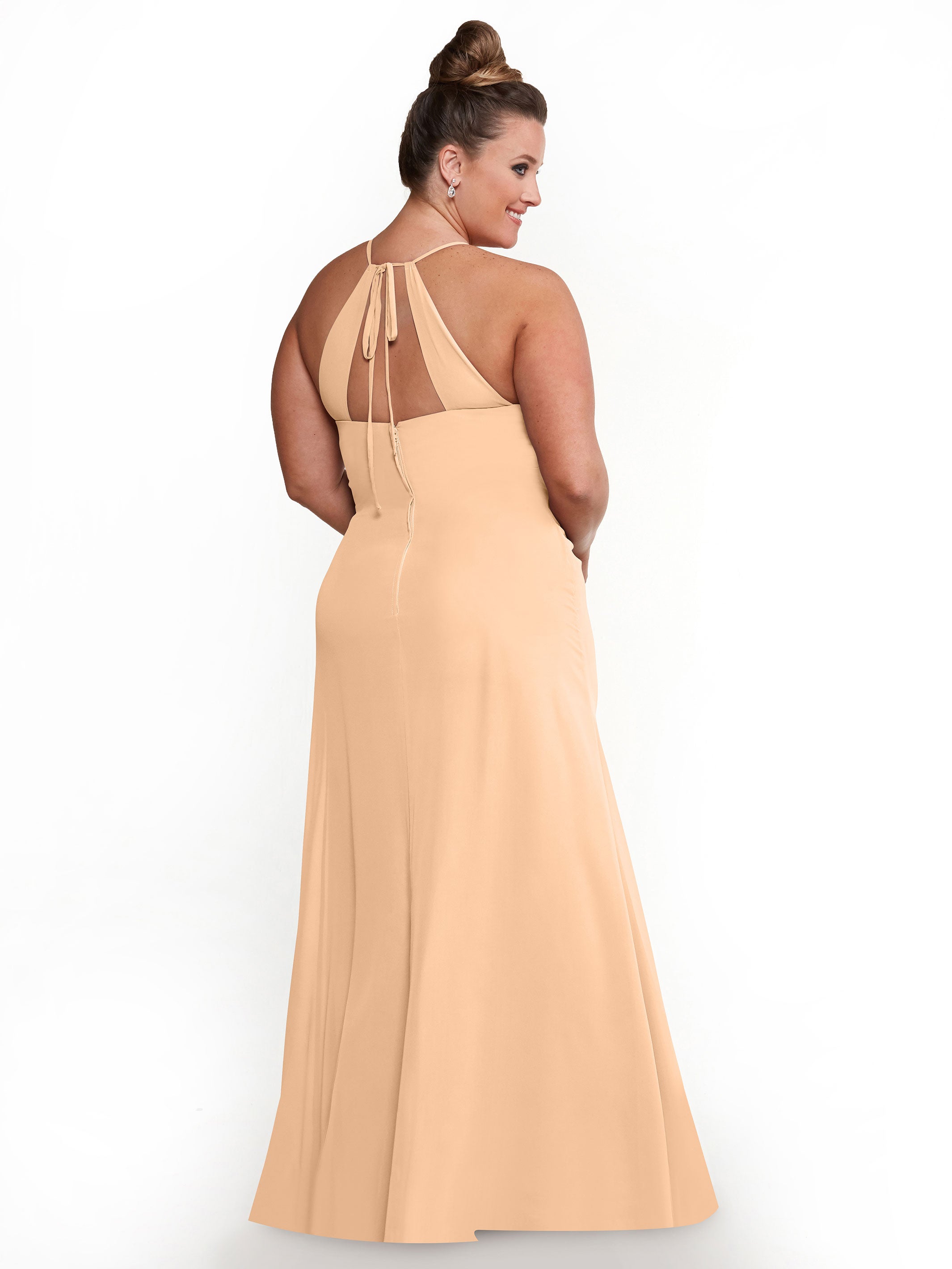 Elegant A-Line Chiffon Bridesmaid Dress with Keyhole Halter Neckline - Perfect for Weddings, Formal Events & Special Occasions