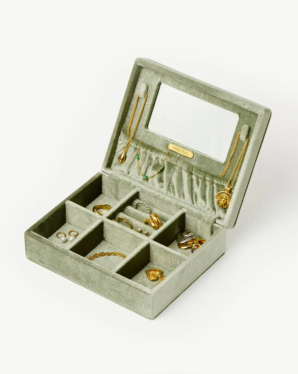 Luxury Velvet Jewelry Box with Soft Lining - Elegant Sage Green Storage Case for Necklaces, Rings & Earrings | Perfect for Travel, Gift Giving & Home Organization