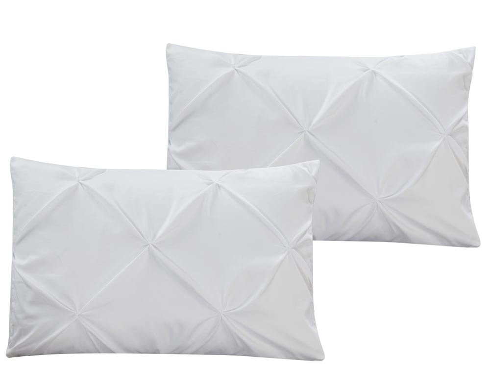 Double Needle Pleated Down Alternative Comforter Set - Soft Pinch Full Size, Oxford White - Luxury Bedding for Master Bedroom & Guest Room