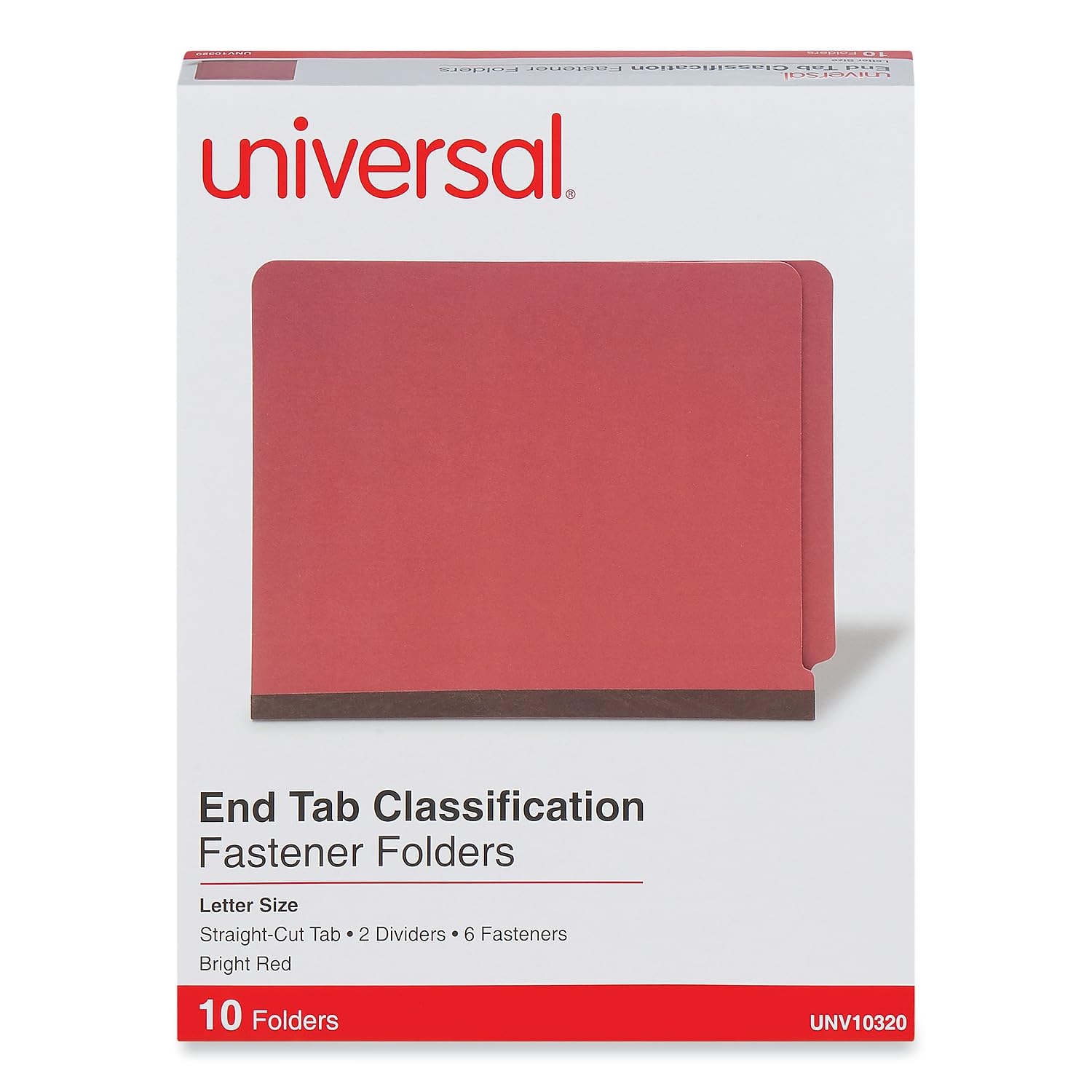 Universal 10320 PB End Tab Folders - 6-Section Letter Size File Folders, Bright Red (10/Box) - Perfect for Office Organization, School Supplies & Document Storage