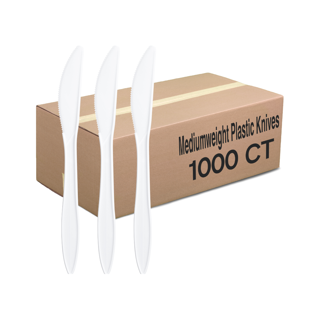 White Plastic Knives - 1000 Count Bulk Pack | Disposable Cutlery for Parties, Picnics & Catering | Everyday Basic Cutlery Set