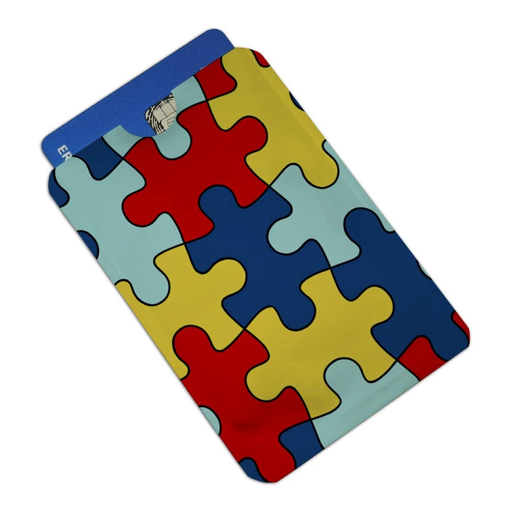 Autism Awareness Puzzle Piece Credit Card Holder Set of 4 - RFID Blocking Protector for Wallets & Purses - Perfect for Daily Use, Travel, and Secure Storage
