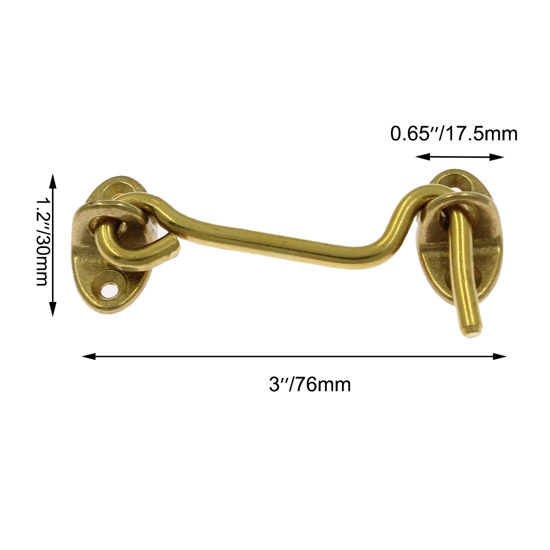 2Pcs Solid Brass Barn Door Lock 3 Inch Privacy Cabin Hook Latch & Eye - Heavy Duty Gold Finish for Bathroom, Wooden Fences, Sheds, and Sliding Doors
