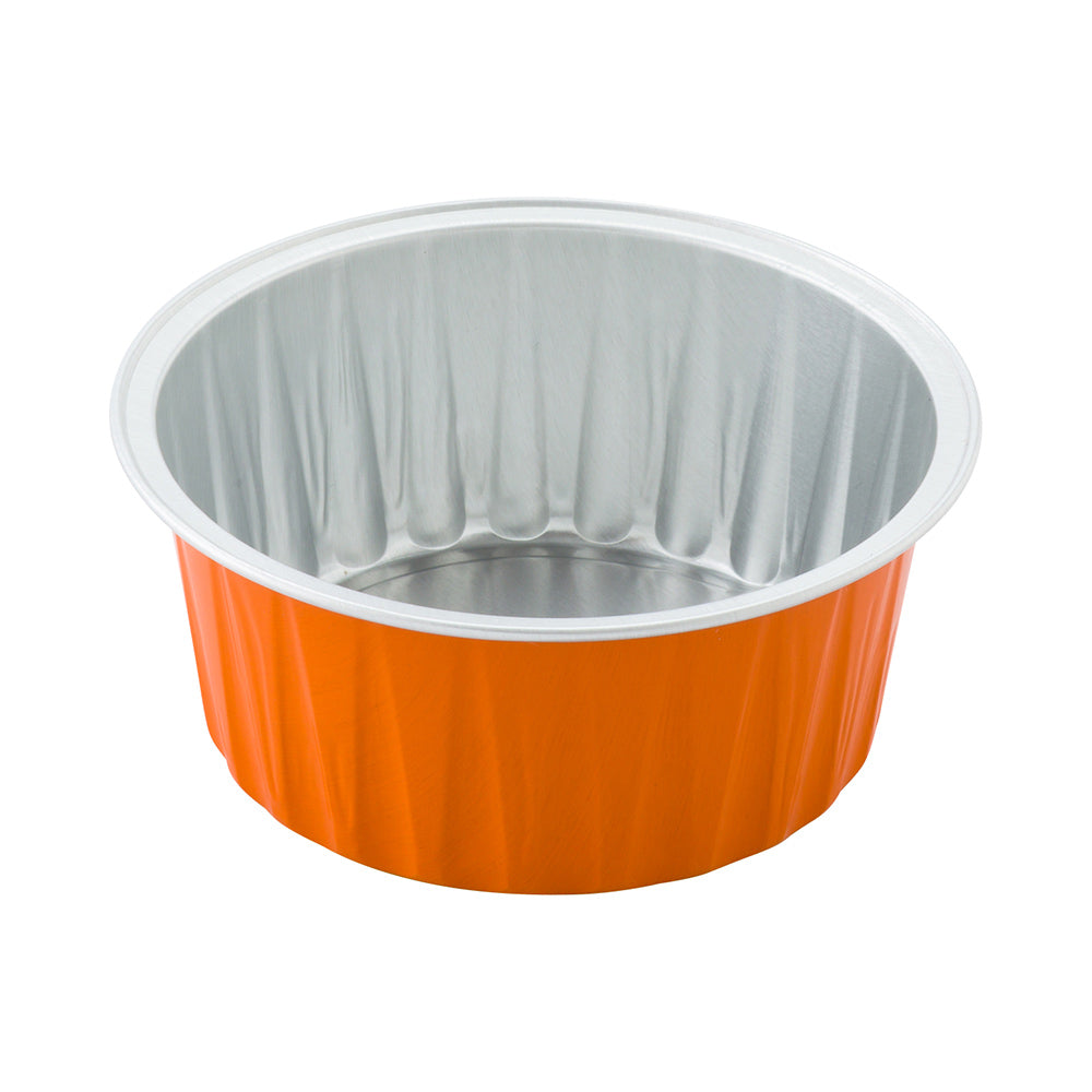 4 oz Round Orange Aluminum Baking Cups with Lids - 3.25