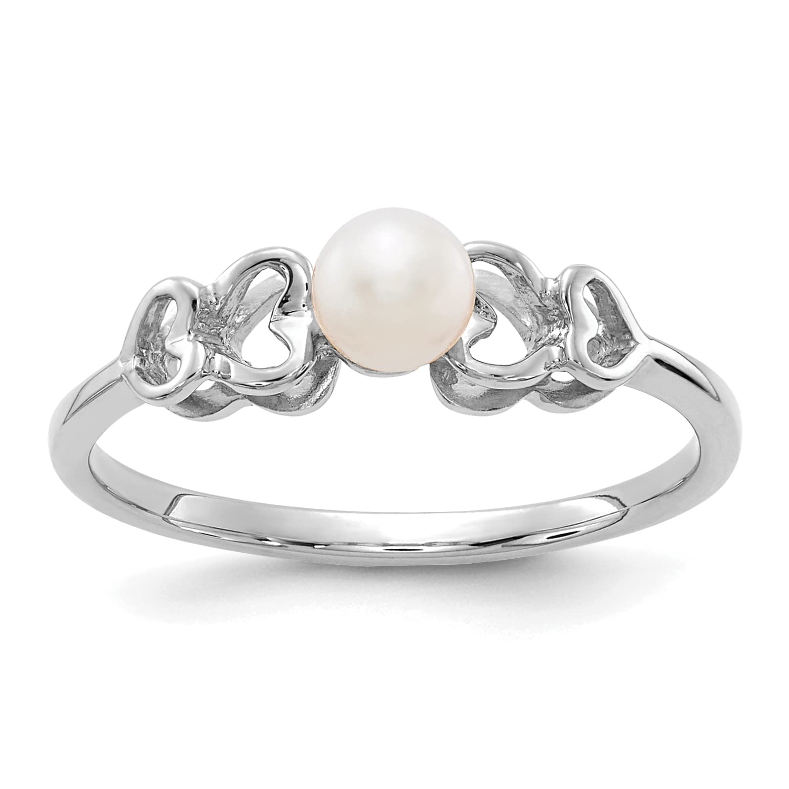 14K White Gold 4mm Freshwater Cultured Pearl Ring for Women - Elegant Bridal Jewelry, Anniversary Gift & Everyday Wear