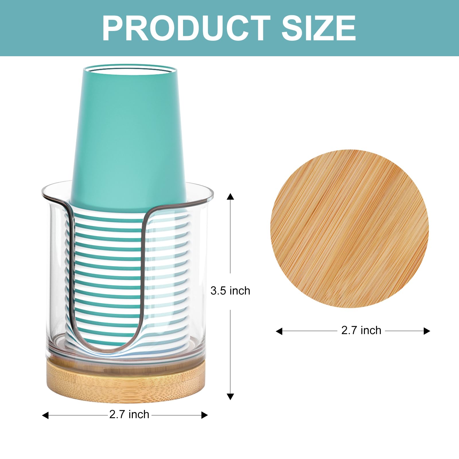 2 Pack Clear 3 oz Bathroom Cup Dispenser - Countertop Paper Cup & Mouthwash Cup Holder for Home, Office, and Dental Clinics - Hygienic Solution for Hand Washing, Rinsing, and Oral Care