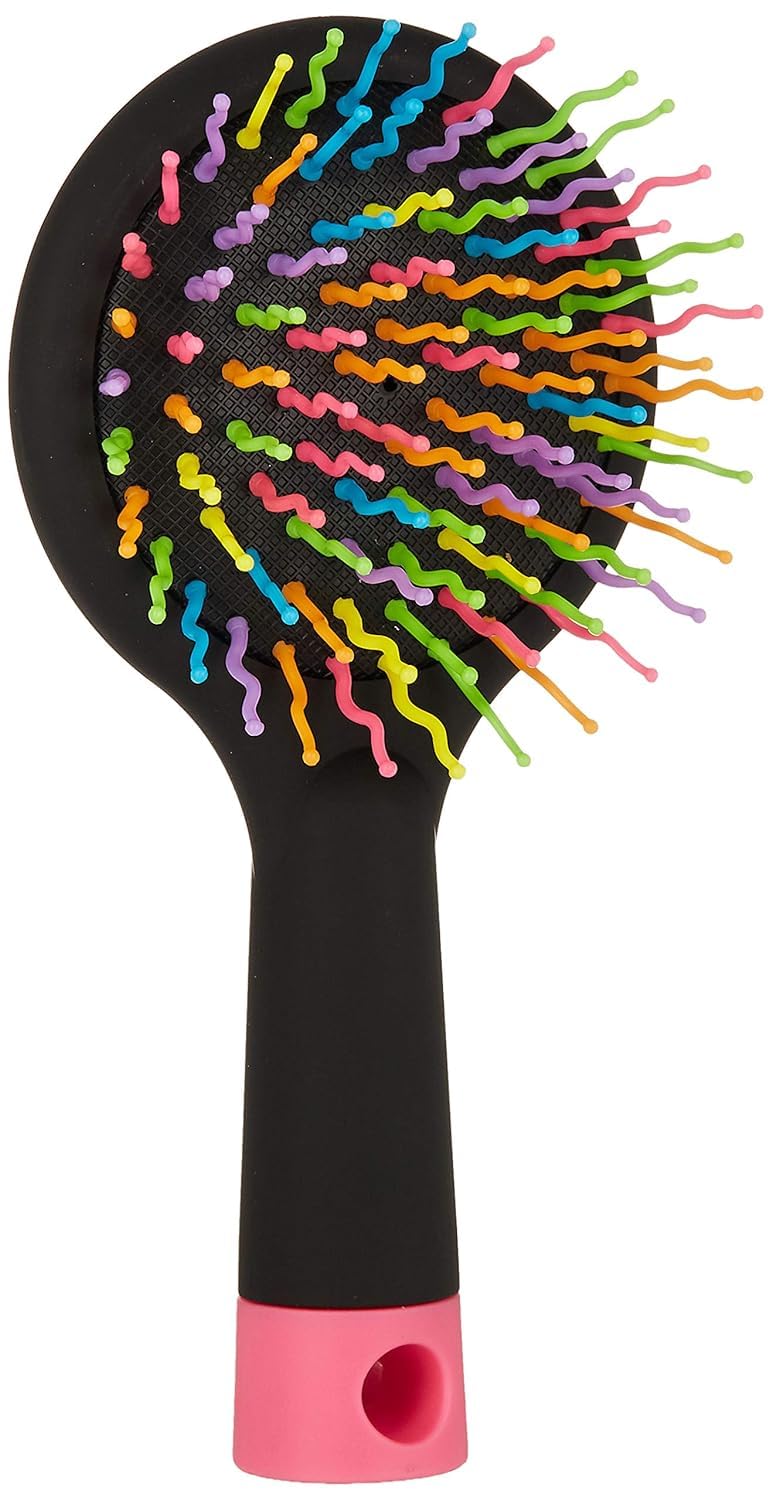 Alexvyan Black Rainbow Bristles Travel Hair Comb with Mirror - Compact Pocket Hairbrush for Women & Kids - Perfect for Travel, Home, and On-the-Go Styling